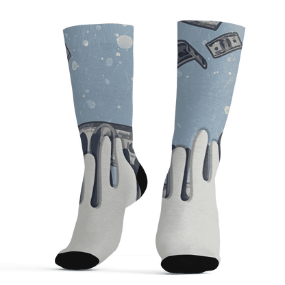 Mid Diffused Blue Grey 1s Socks Match BER Dollar 3D All-Over Print - NastyJamz