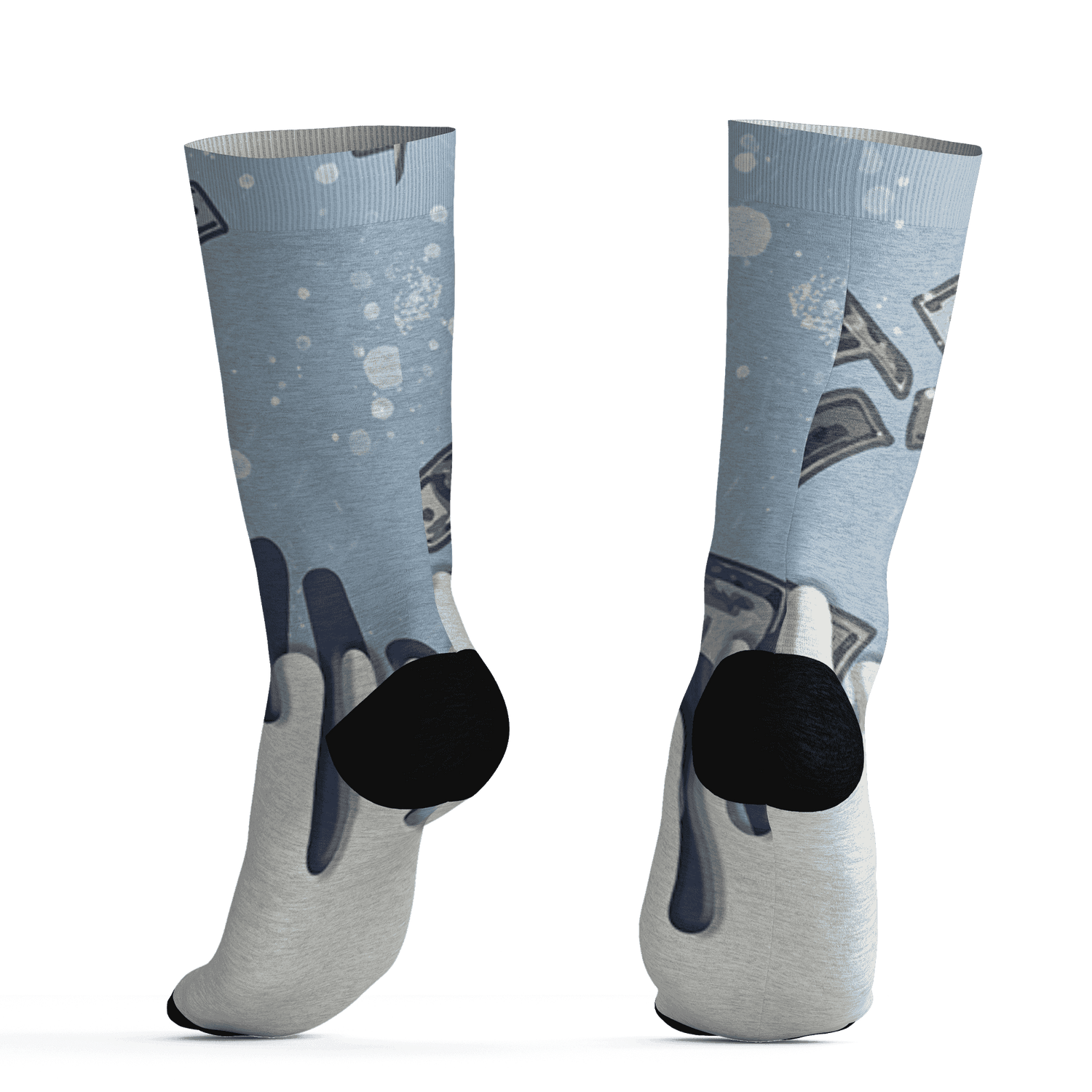 Mid Diffused Blue Grey 1s Socks Match BER Dollar 3D All-Over Print - NastyJamz