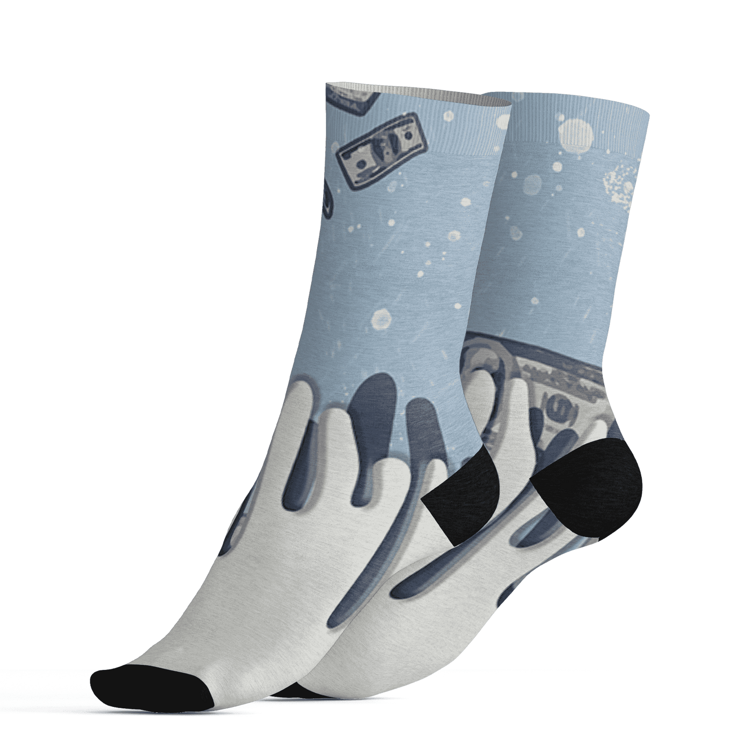Mid Diffused Blue Grey 1s Socks Match BER Dollar 3D All-Over Print - NastyJamz