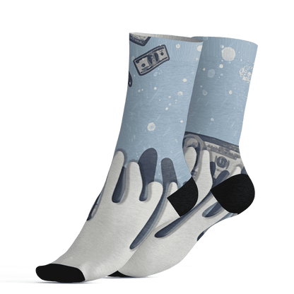 Mid Diffused Blue Grey 1s Socks Match BER Dollar 3D All-Over Print - NastyJamz