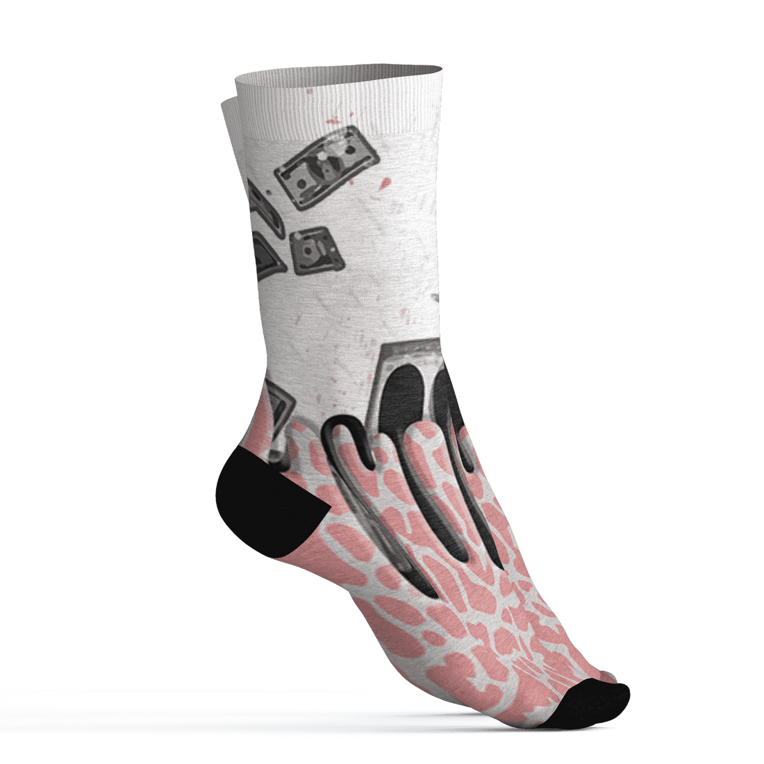 Red Stardust 3s Socks Match BER Dollar 3D All-Over Print - NastyJamz