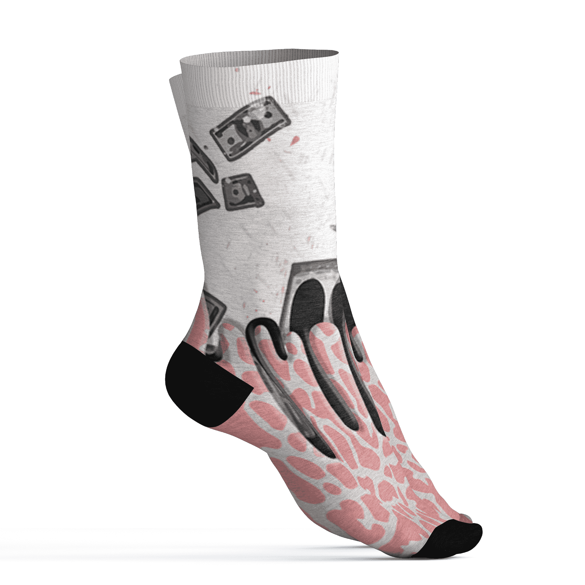 Red Stardust 3s Socks Match BER Dollar 3D All-Over Print - NastyJamz