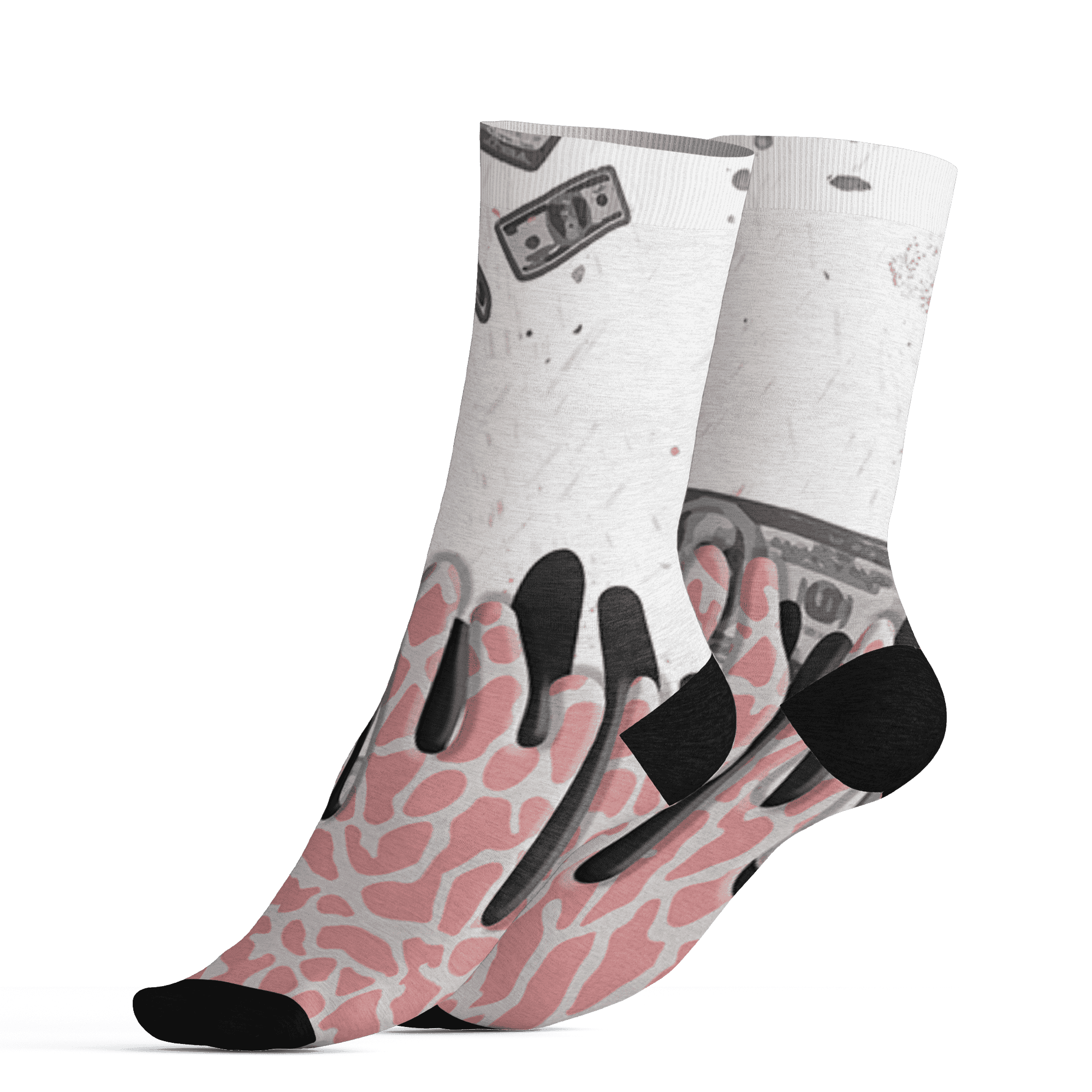 Red Stardust 3s Socks Match BER Dollar 3D All-Over Print - NastyJamz