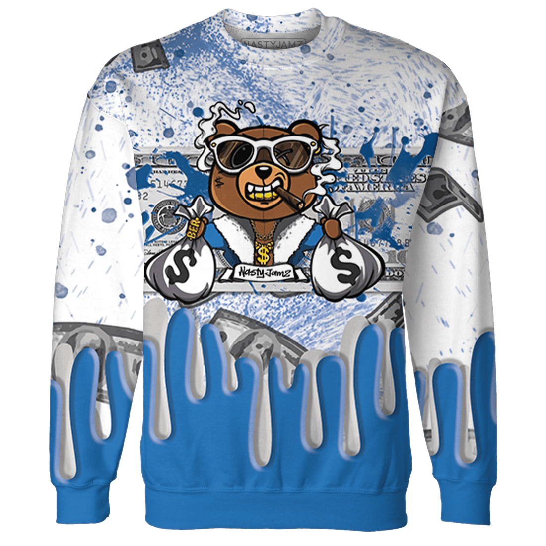 Industrial Blue 4s Sweatshirt Match BER Dollar 3D All-Over Print - NastyJamz