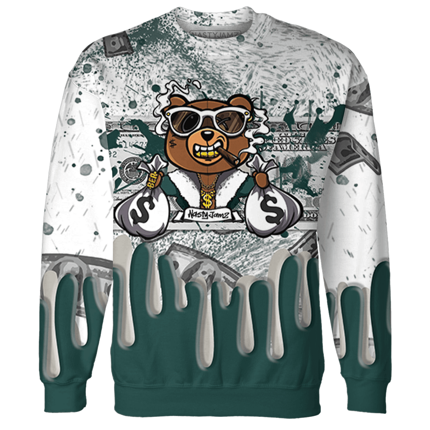 Oxidized Green 4s Sweatshirt Match BER Dollar 3D All-Over Print - NastyJamz