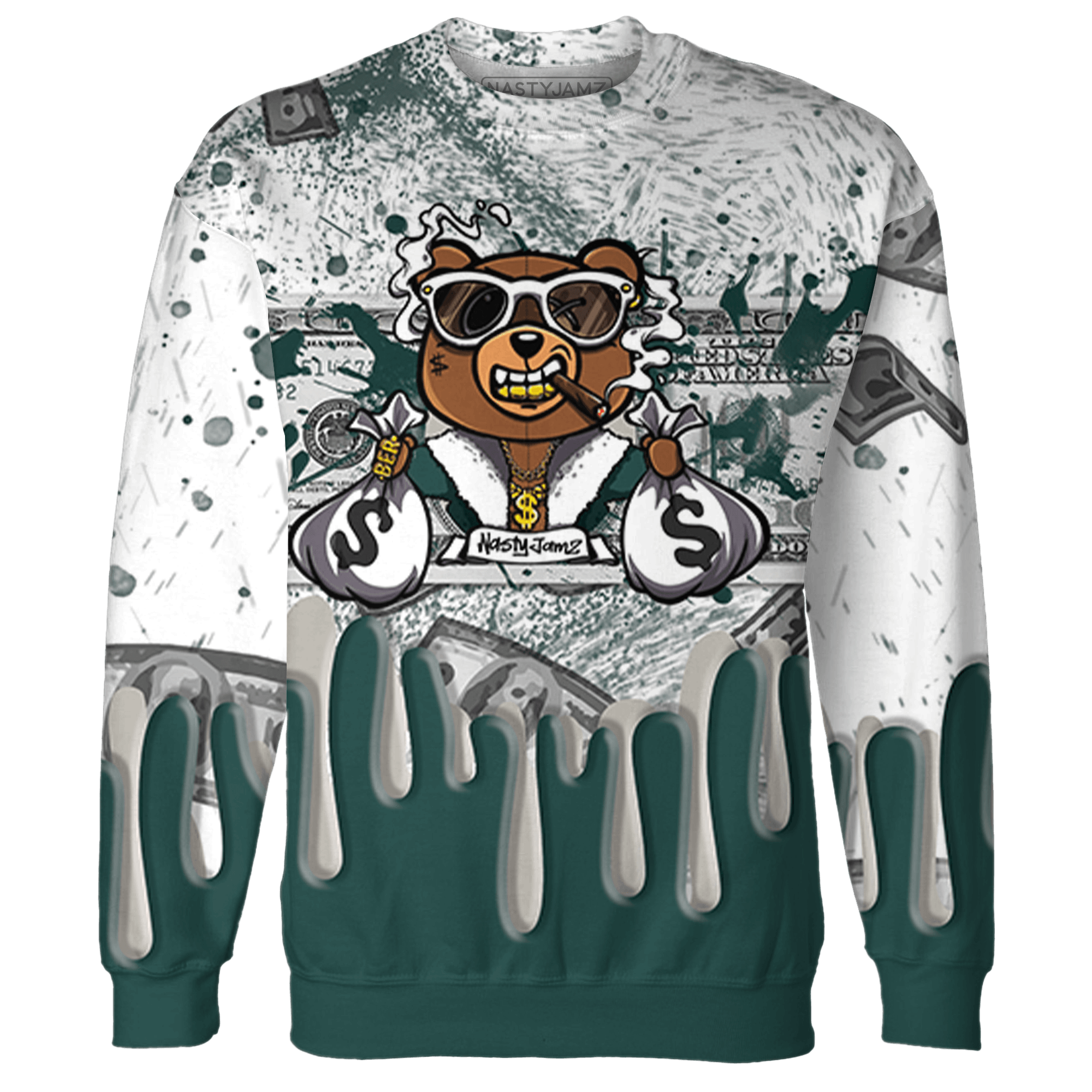 Oxidized Green 4s Sweatshirt Match BER Dollar 3D All-Over Print - NastyJamz