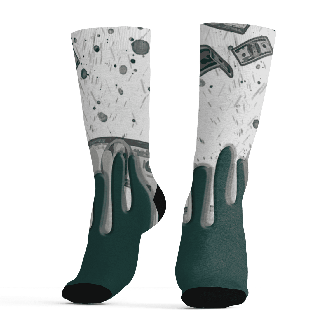 Oxidized Green 4s Socks Match BER Dollar 3D All-Over Print - NastyJamz