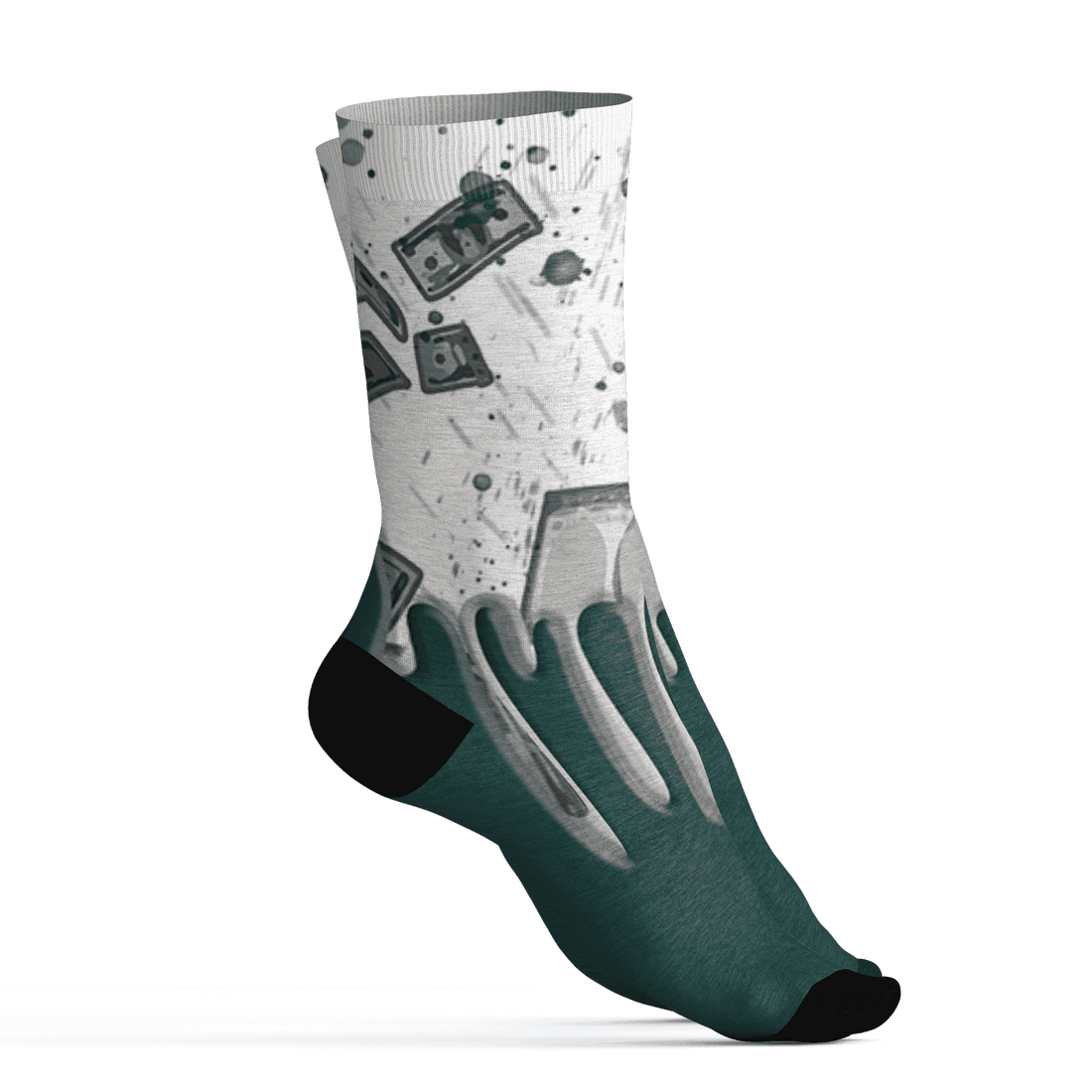 Oxidized Green 4s Socks Match BER Dollar 3D All-Over Print - NastyJamz