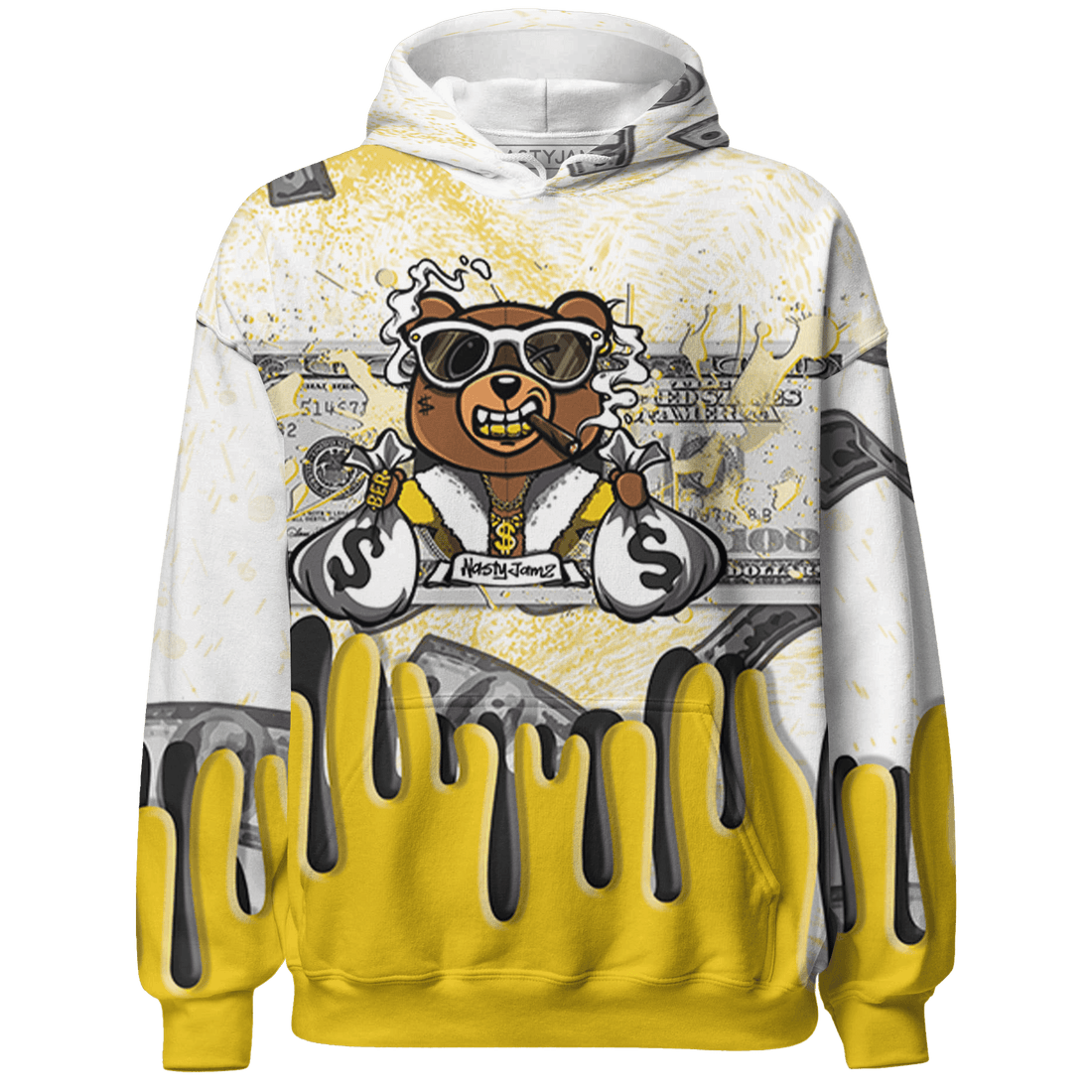 Vivid Sulfur 4s Hoodie Match BER Dollar 3D All-Over Print - NastyJamz