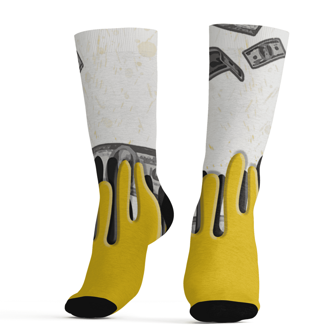 Vivid Sulfur 4s Socks Match BER Dollar 3D All-Over Print - NastyJamz