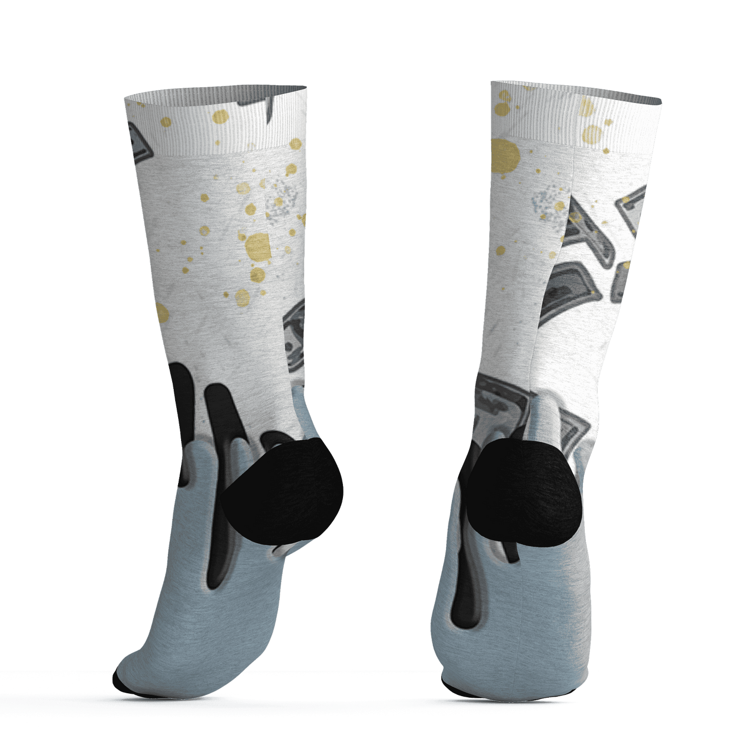 Blue Grey 13s Socks Match BER Dollar 3D All-Over Print - NastyJamz