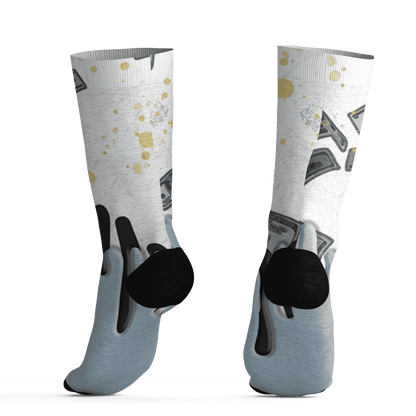 Blue Grey 13s Socks Match BER Dollar 3D All-Over Print - NastyJamz