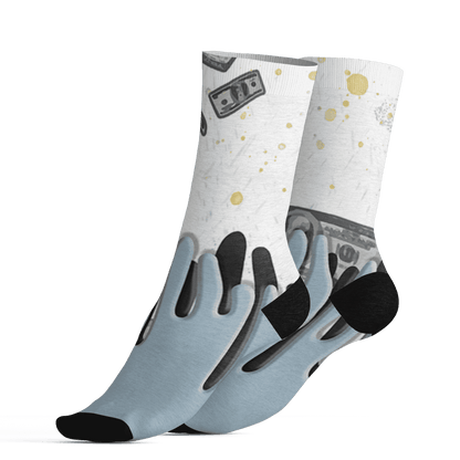 Blue Grey 13s Socks Match BER Dollar 3D All-Over Print - NastyJamz
