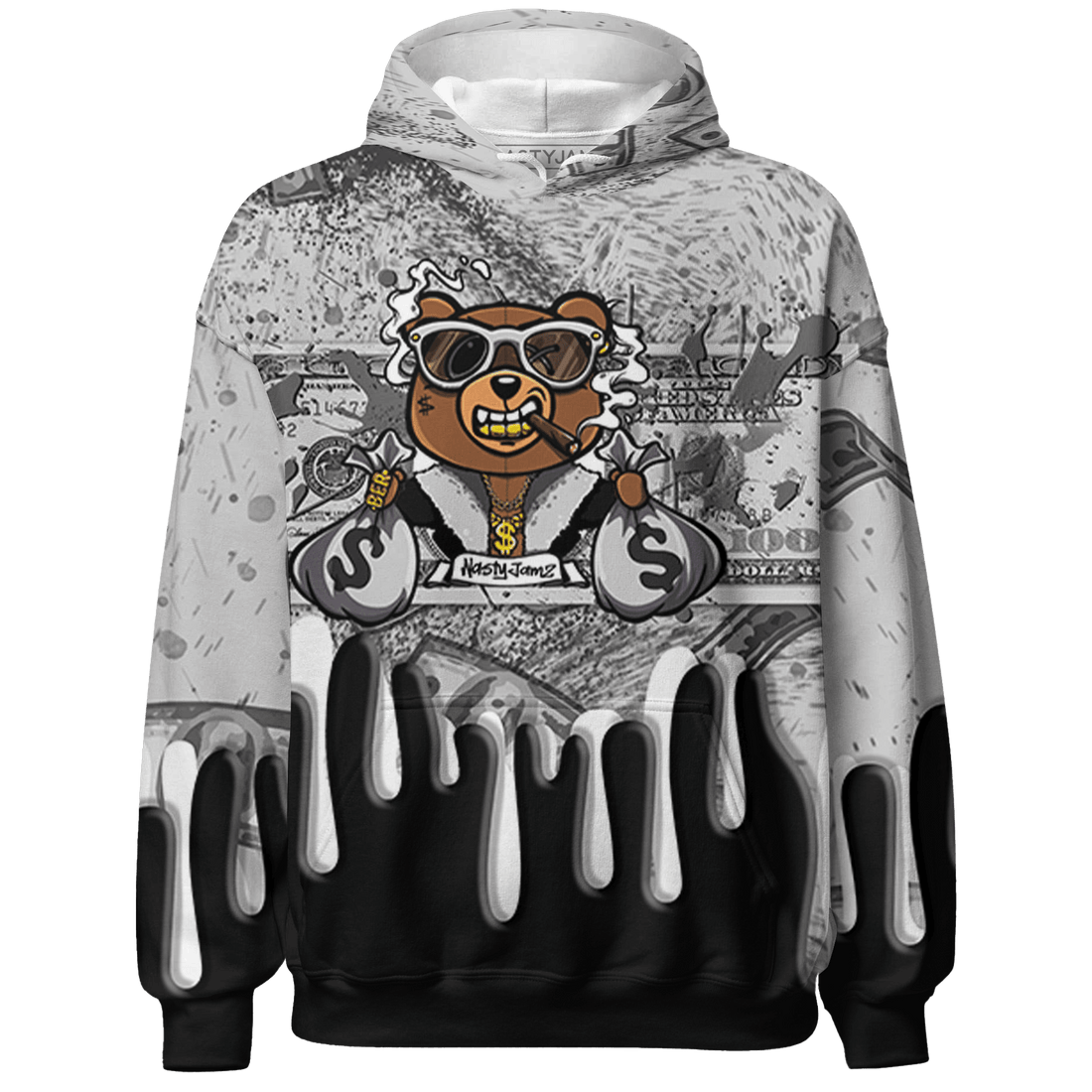 Retro High OG Black White 1s Hoodie Match BER Dollar 3D All-Over Print - NastyJamz