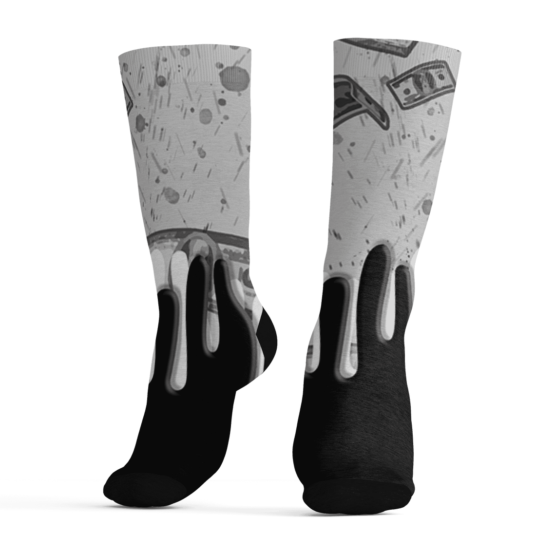 Retro High OG Black White 1s Socks Match BER Dollar 3D All-Over Print - NastyJamz