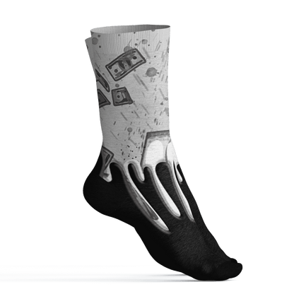 Retro High OG Black White 1s Socks Match BER Dollar 3D All-Over Print - NastyJamz