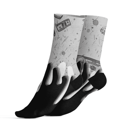 Retro High OG Black White 1s Socks Match BER Dollar 3D All-Over Print - NastyJamz