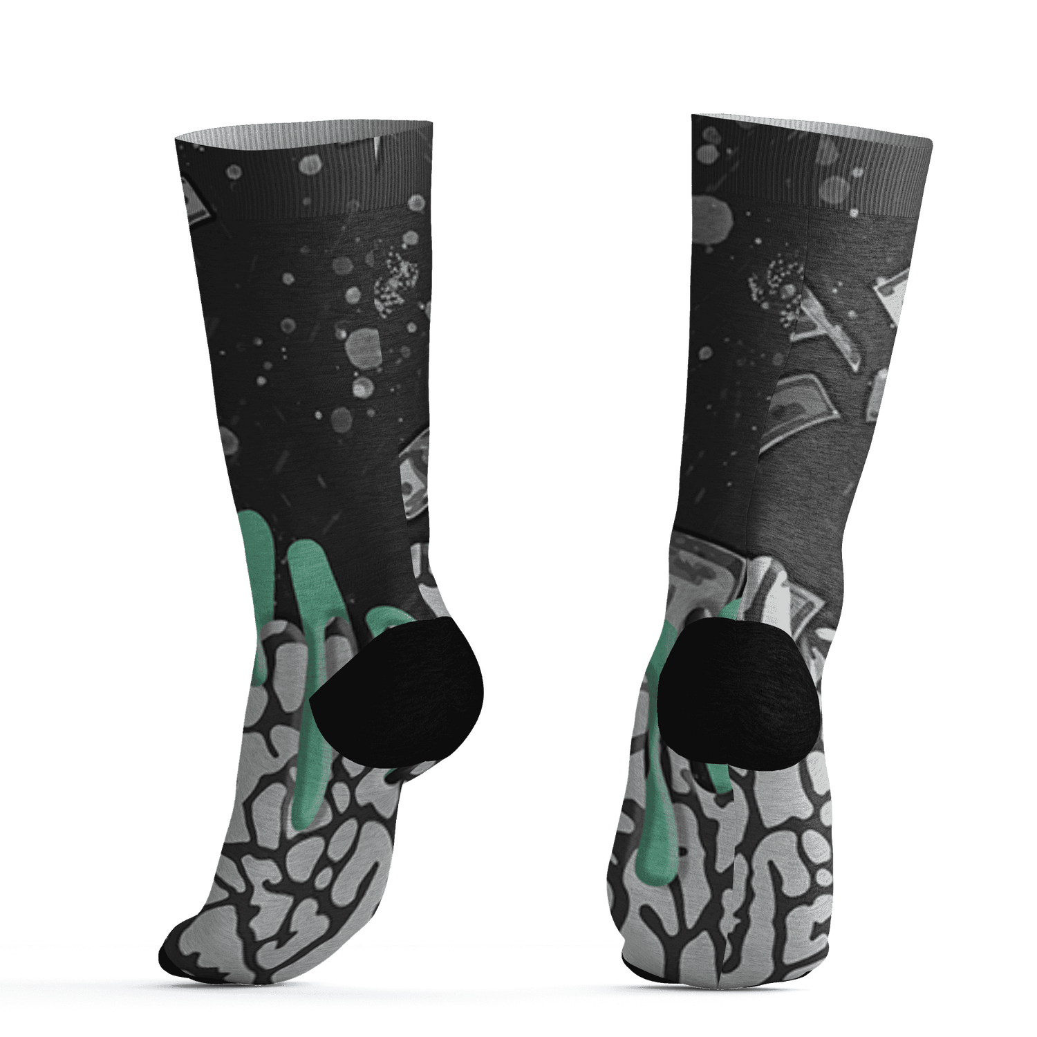 Green Glow 3s Socks Match BER Dollar 3D All-Over Print - NastyJamz