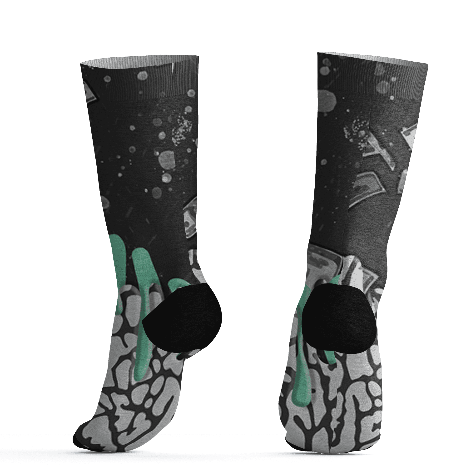 Green Glow 3s Socks Match BER Dollar 3D All-Over Print - NastyJamz