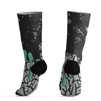 Green Glow 3s Socks Match BER Dollar 3D All-Over Print - NastyJamz