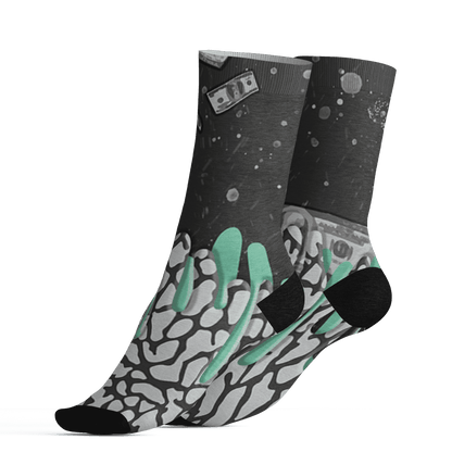 Green Glow 3s Socks Match BER Dollar 3D All-Over Print - NastyJamz