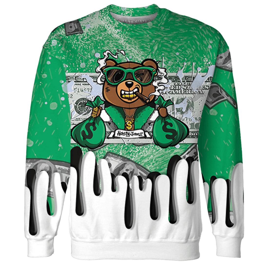 Lucky Green 5s Sweatshirt Match BER Dollar 3D All-Over Print - NastyJamz