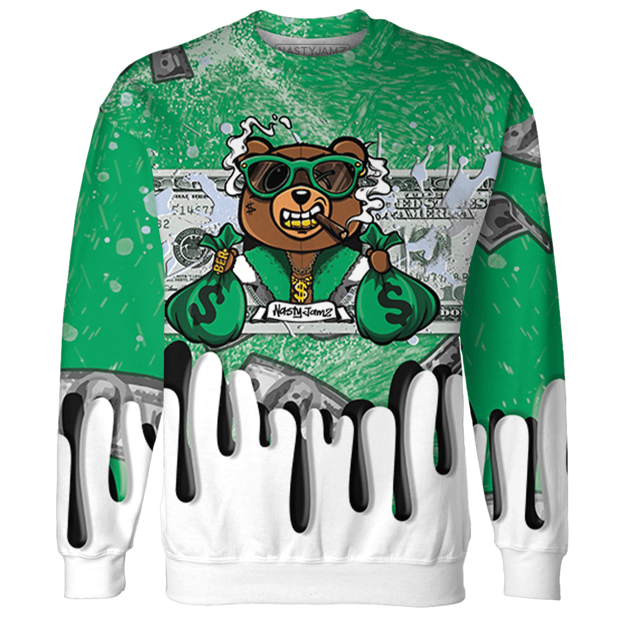 Lucky Green 5s Sweatshirt Match BER Dollar 3D All-Over Print - NastyJamz