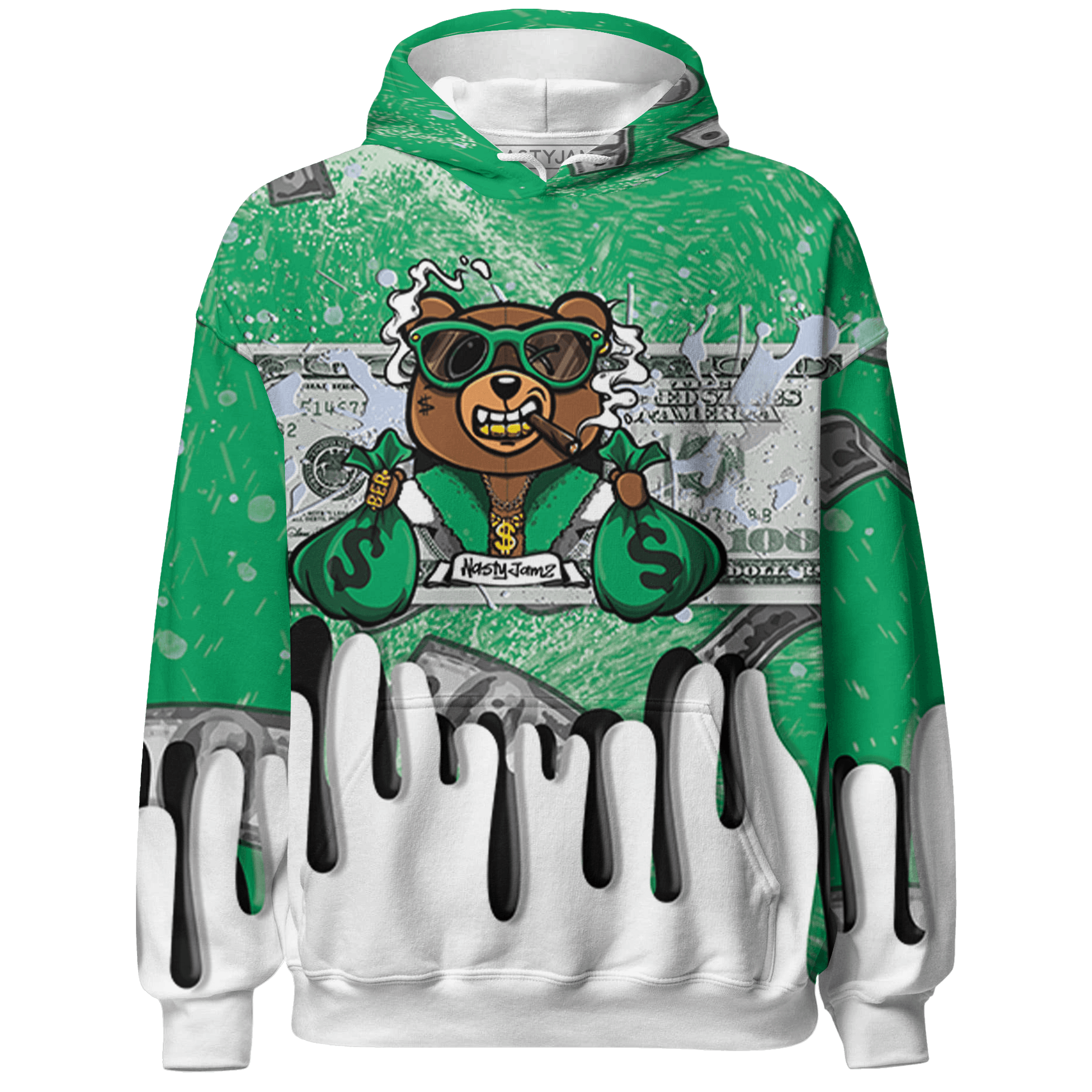 Lucky Green 5s Hoodie Match BER Dollar 3D All-Over Print - NastyJamz