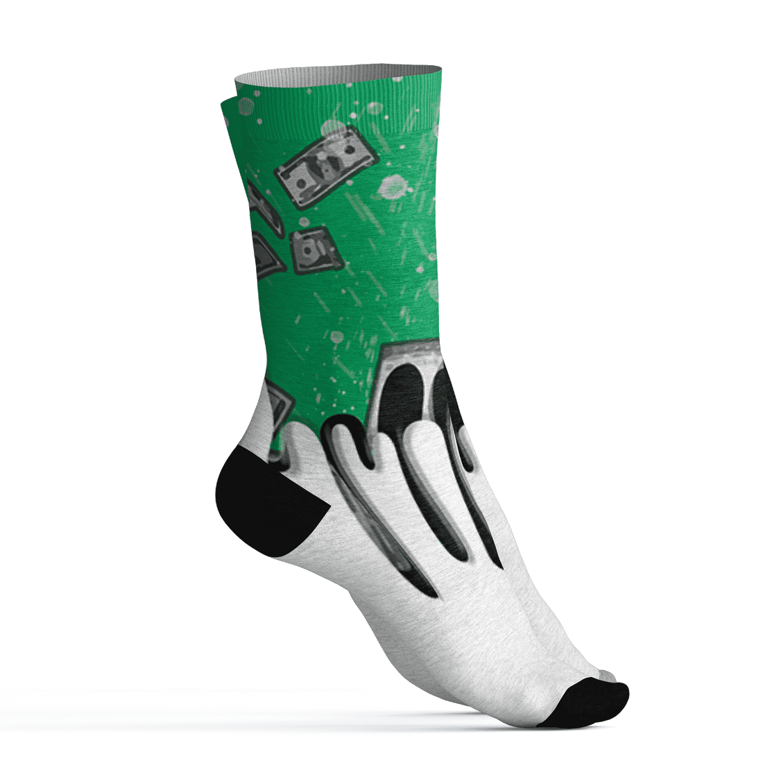 Lucky Green 5s Socks Match BER Dollar 3D All-Over Print - NastyJamz
