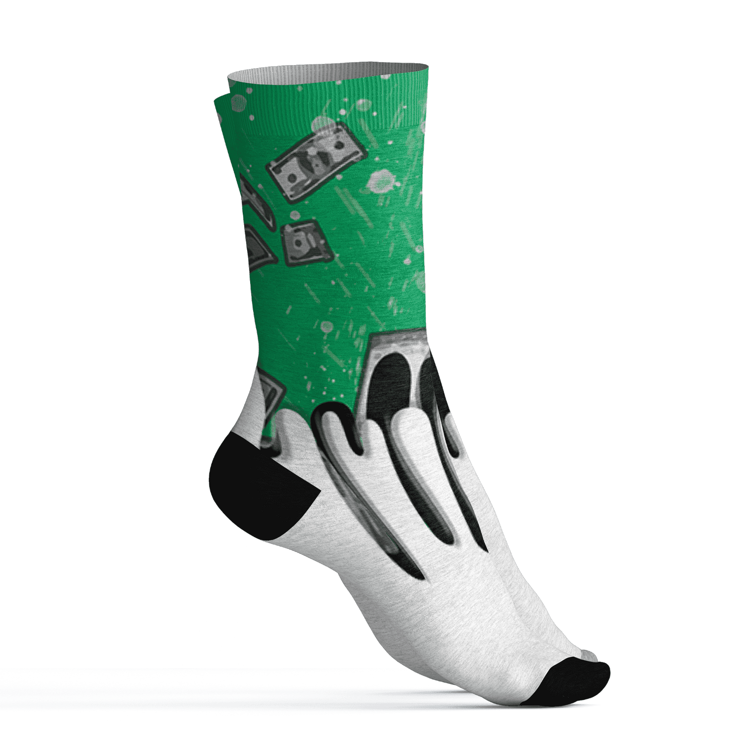 Lucky Green 5s Socks Match BER Dollar 3D All-Over Print - NastyJamz