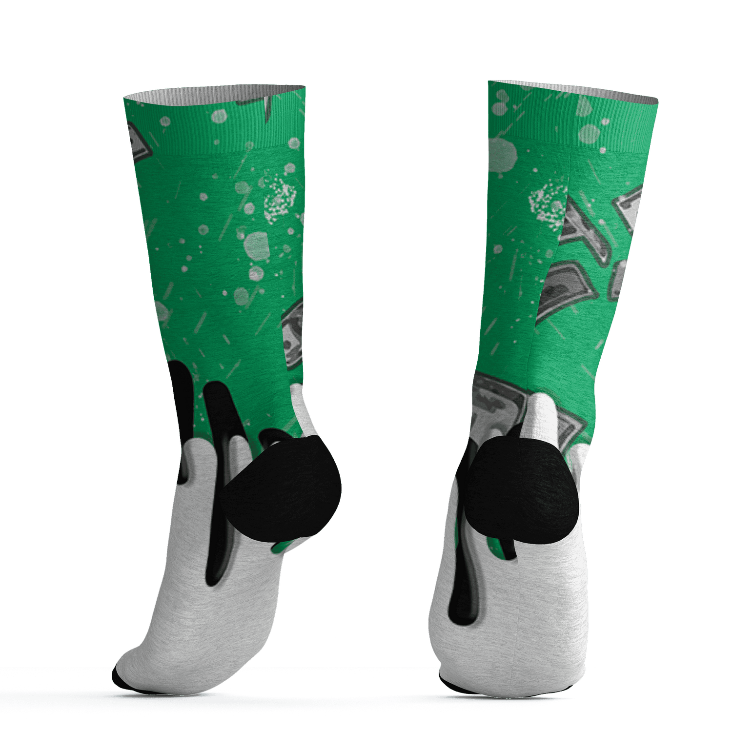 Lucky Green 5s Socks Match BER Dollar 3D All-Over Print - NastyJamz