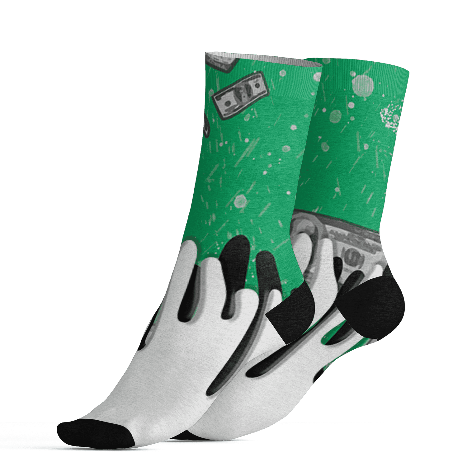 Lucky Green 5s Socks Match BER Dollar 3D All-Over Print - NastyJamz