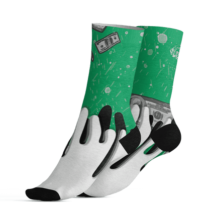 Lucky Green 5s Socks Match BER Dollar 3D All-Over Print - NastyJamz