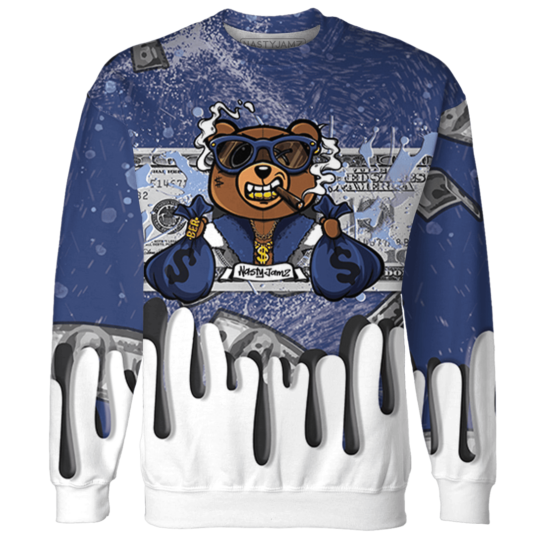Midnight Navy 5s Sweatshirt Match BER Dollar 3D All-Over Print - NastyJamz