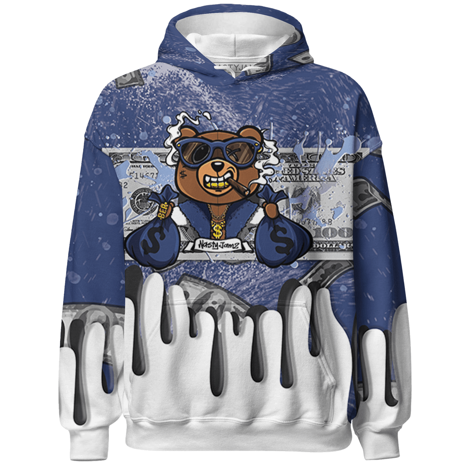 Midnight Navy 5s Hoodie Match BER Dollar 3D All-Over Print - NastyJamz