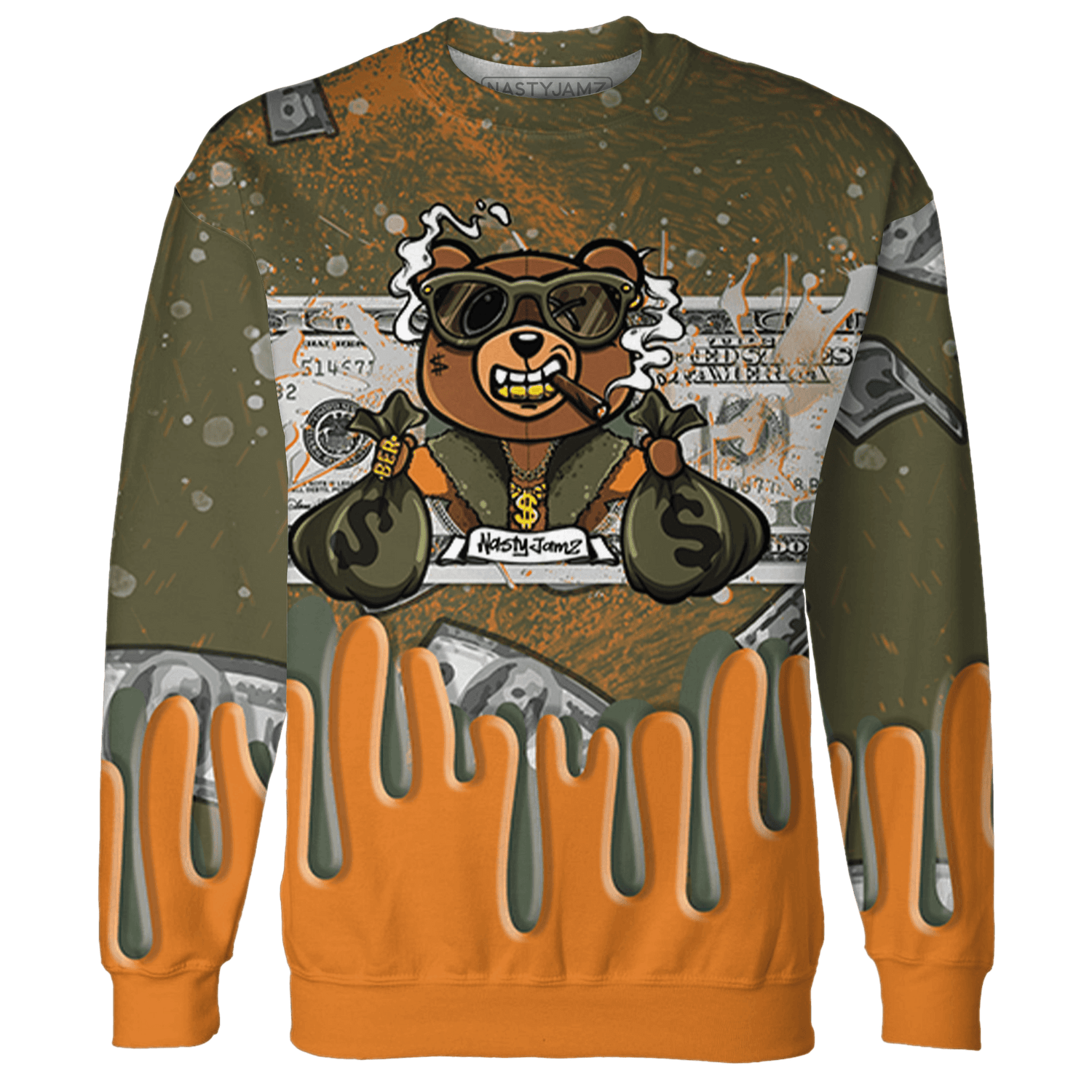 Olive 5s Sweatshirt Match BER Dollar 3D All-Over Print - NastyJamz