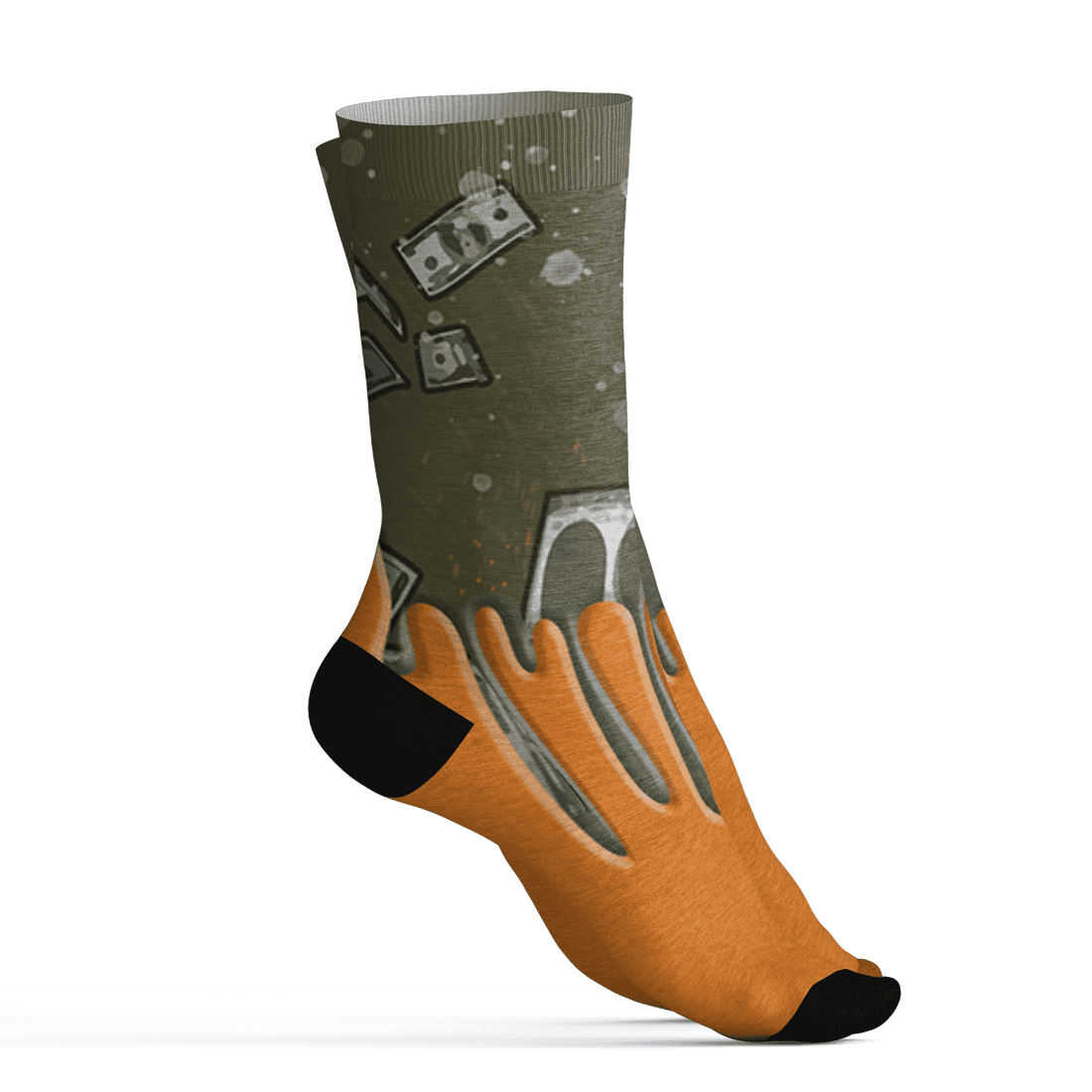 Olive 5s Socks Match BER Dollar 3D All-Over Print - NastyJamz