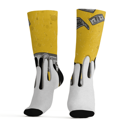Yellow Ochre 6s Socks Match BER Dollar 3D All-Over Print - NastyJamz