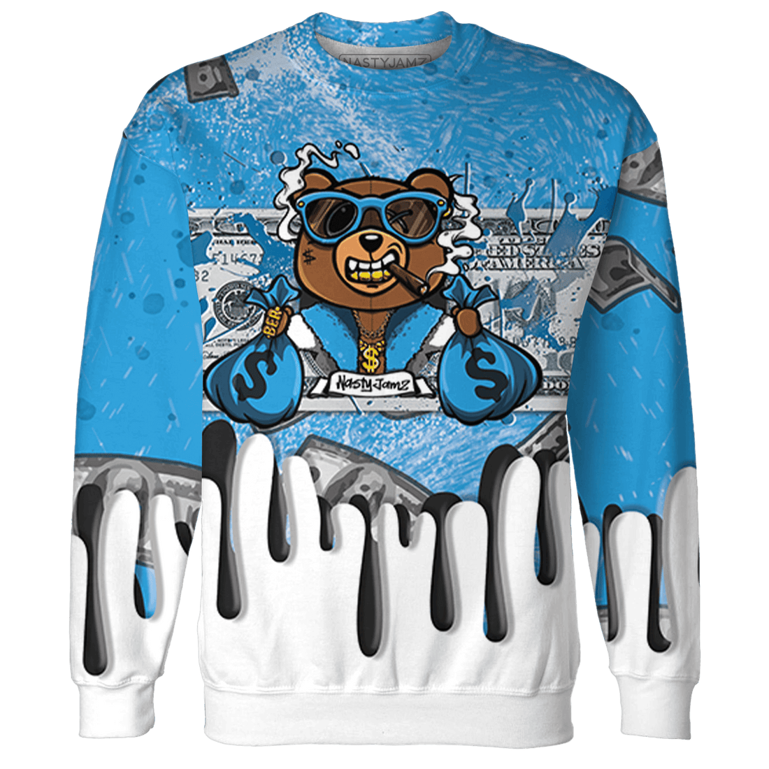 Powder Blue 9s Sweatshirt Match BER Dollar 3D All-Over Print - NastyJamz