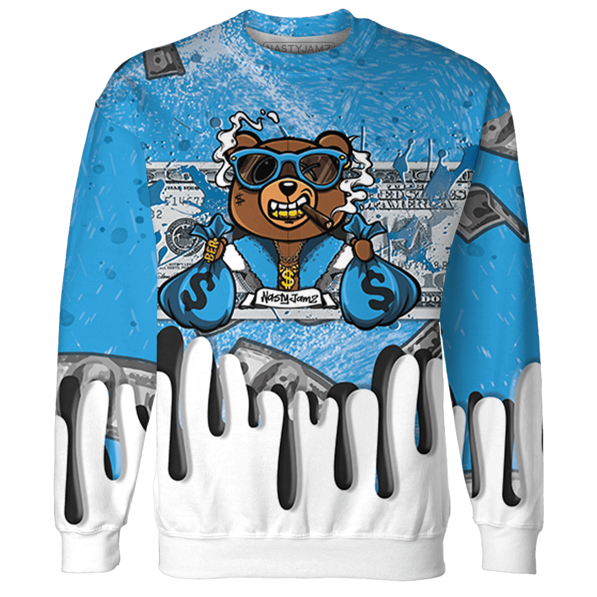 Powder Blue 9s Sweatshirt Match BER Dollar 3D All-Over Print - NastyJamz
