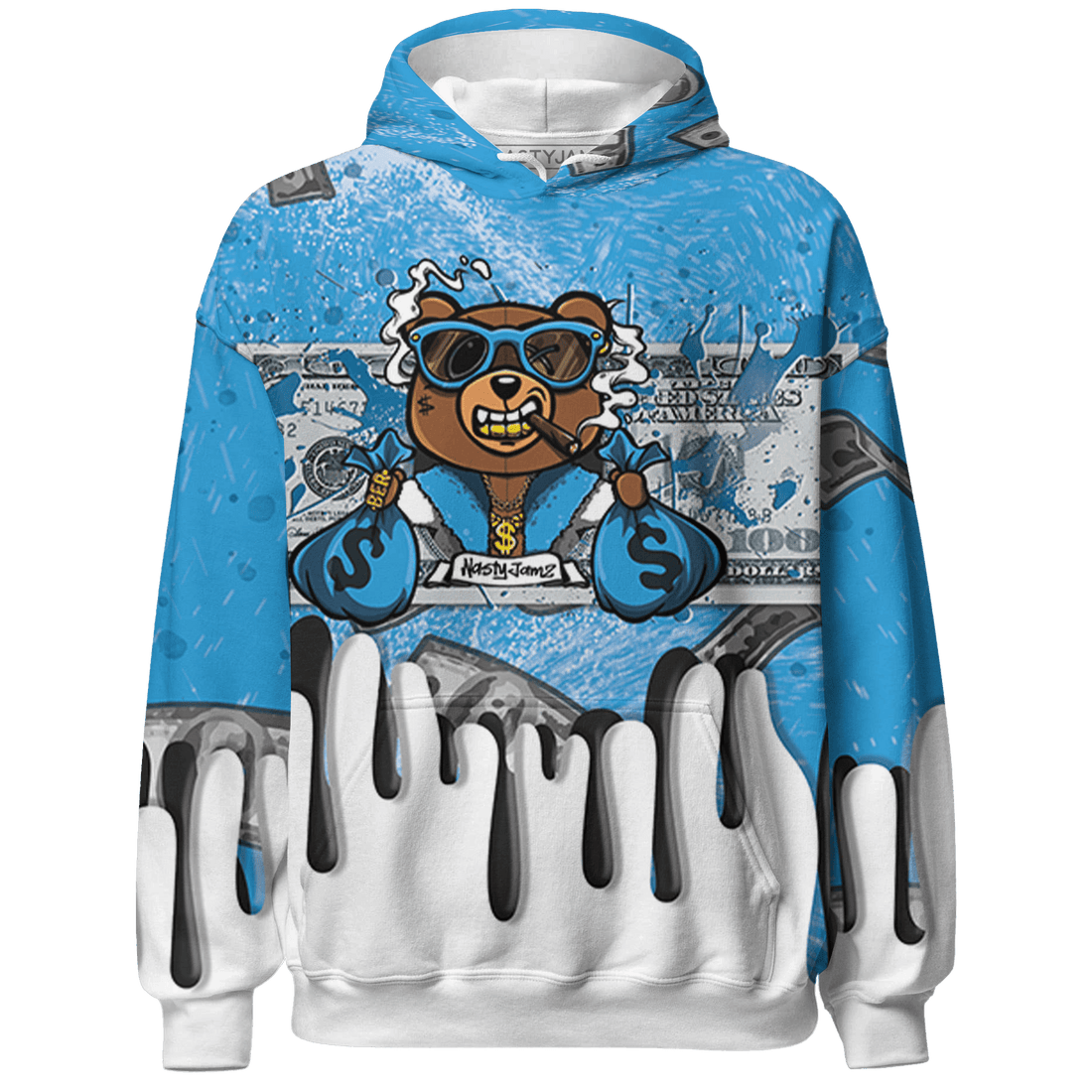 Powder Blue 9s Hoodie Match BER Dollar 3D All-Over Print - NastyJamz
