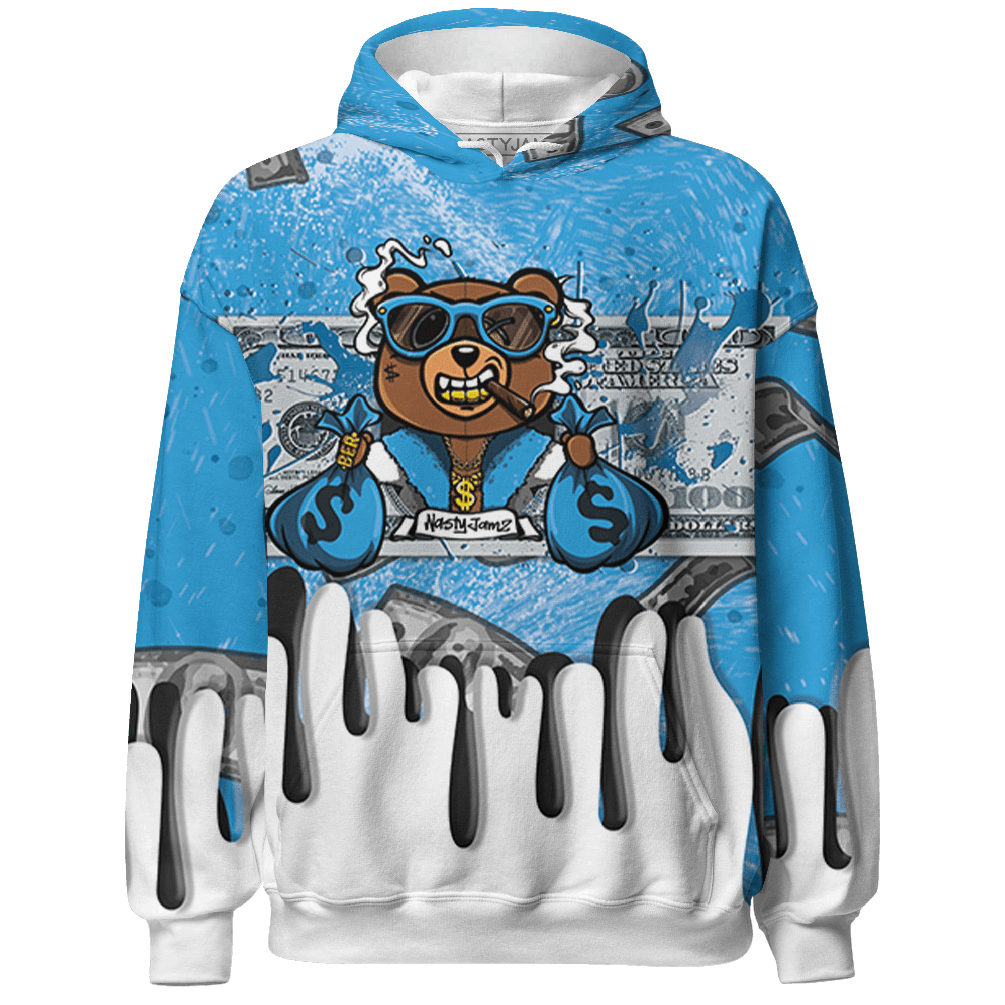 Powder Blue 9s Hoodie Match BER Dollar 3D All-Over Print - NastyJamz