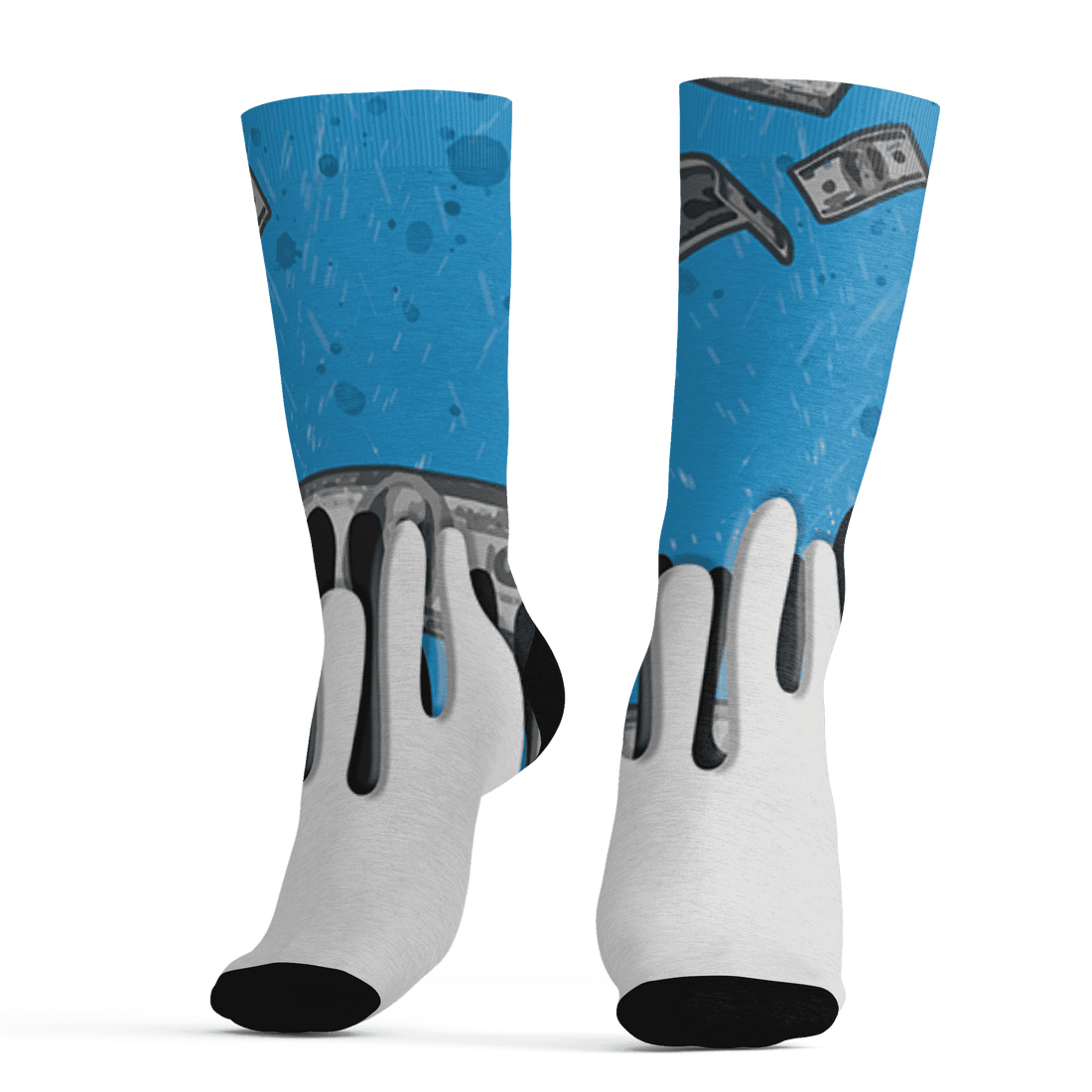 Powder Blue 9s Socks Match BER Dollar 3D All-Over Print - NastyJamz