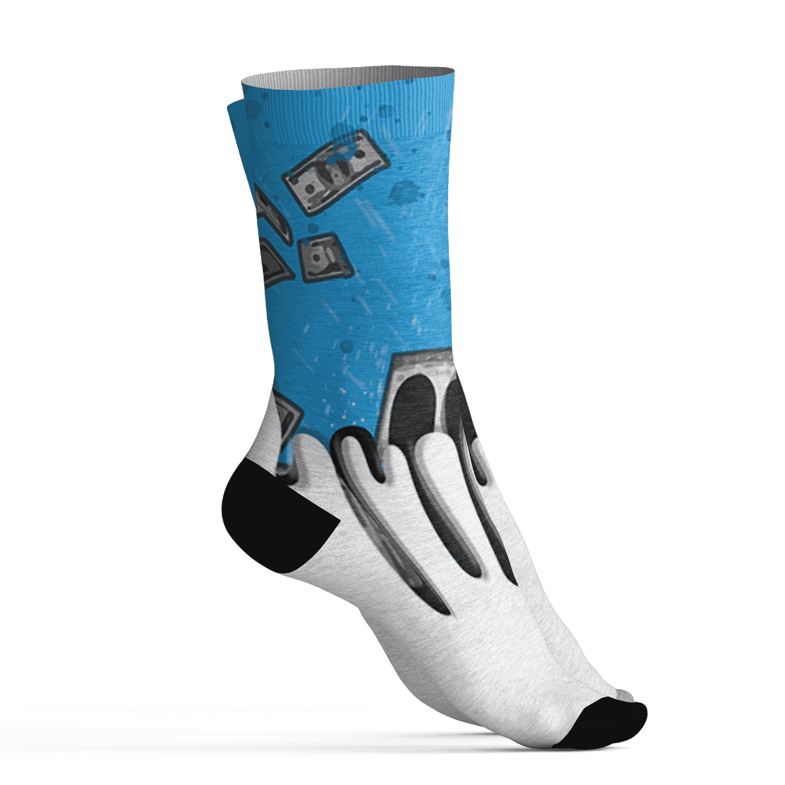 Powder Blue 9s Socks Match BER Dollar 3D All-Over Print - NastyJamz