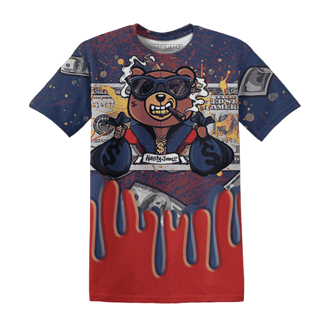 VaporMax-Air-Plus-Midnight-Navy-Gold-Black-T-Shirt-Match-BER-Dollar-3D