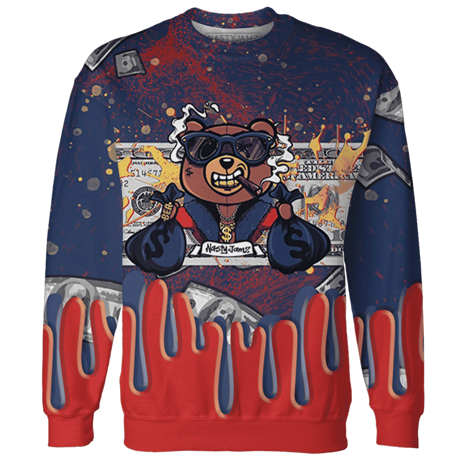 VaporMax-Air-Plus-Midnight-Navy-Gold-Black-Sweatshirt-Match-BER-Dollar-3D