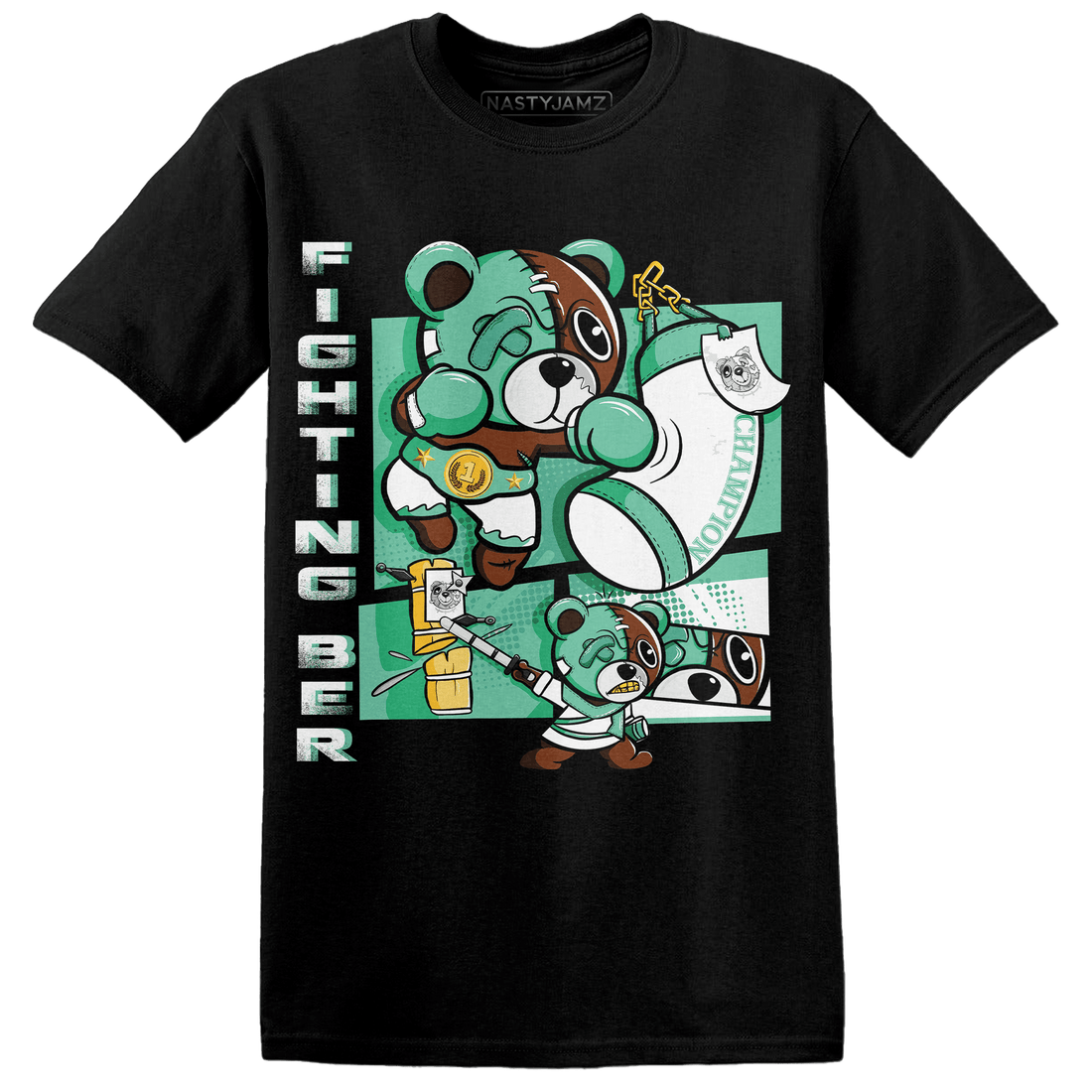 High OG Green Glow 1s T Shirt Match BER Fighting Boxing - NastyJamz