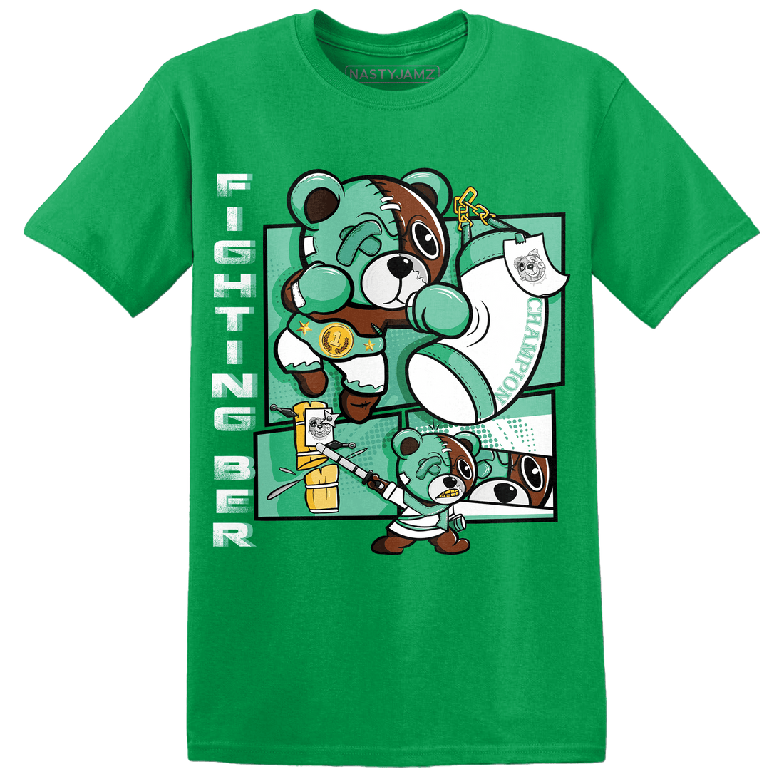 High OG Green Glow 1s T Shirt Match BER Fighting Boxing - NastyJamz
