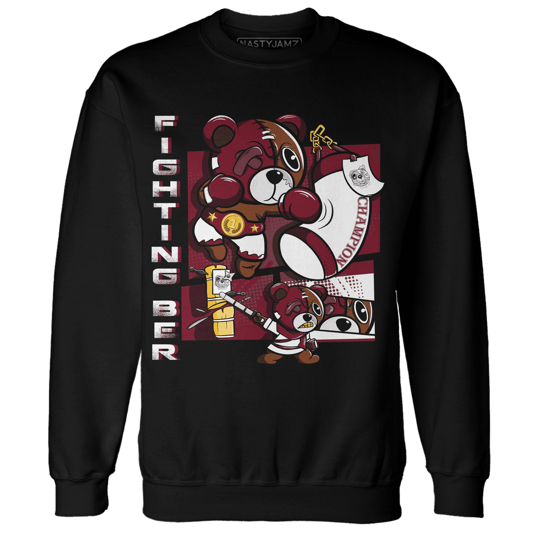 High White Team Red 1s Sweatshirt Match BER Fighting Boxing - NastyJamz