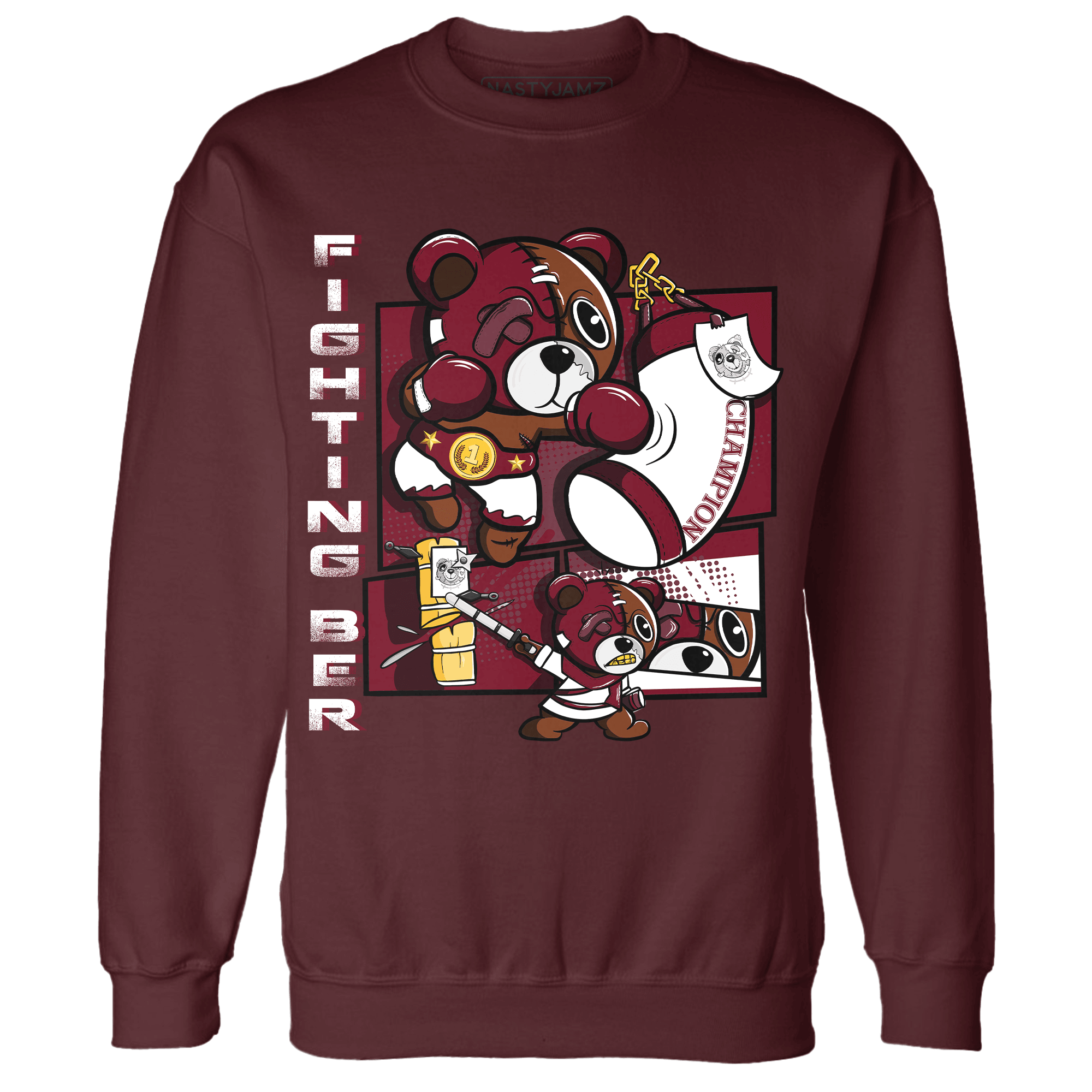High White Team Red 1s Sweatshirt Match BER Fighting Boxing - NastyJamz
